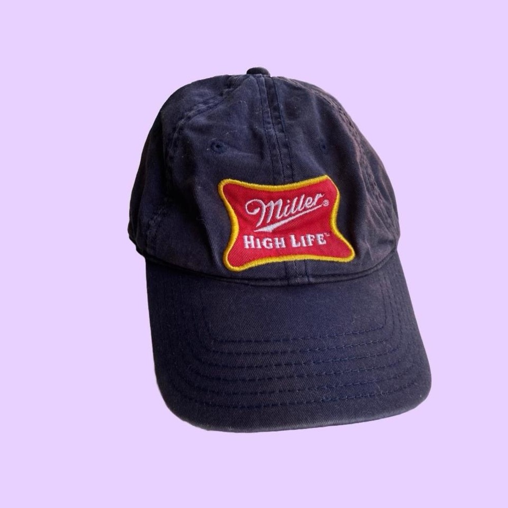 Vintage Y2K Navy blue Miller High Life baseball cap with adjustable strap 🔥